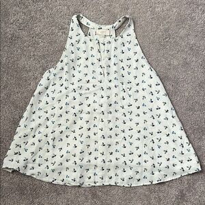 LOFT White and Blue Floral Tank Top Blouse